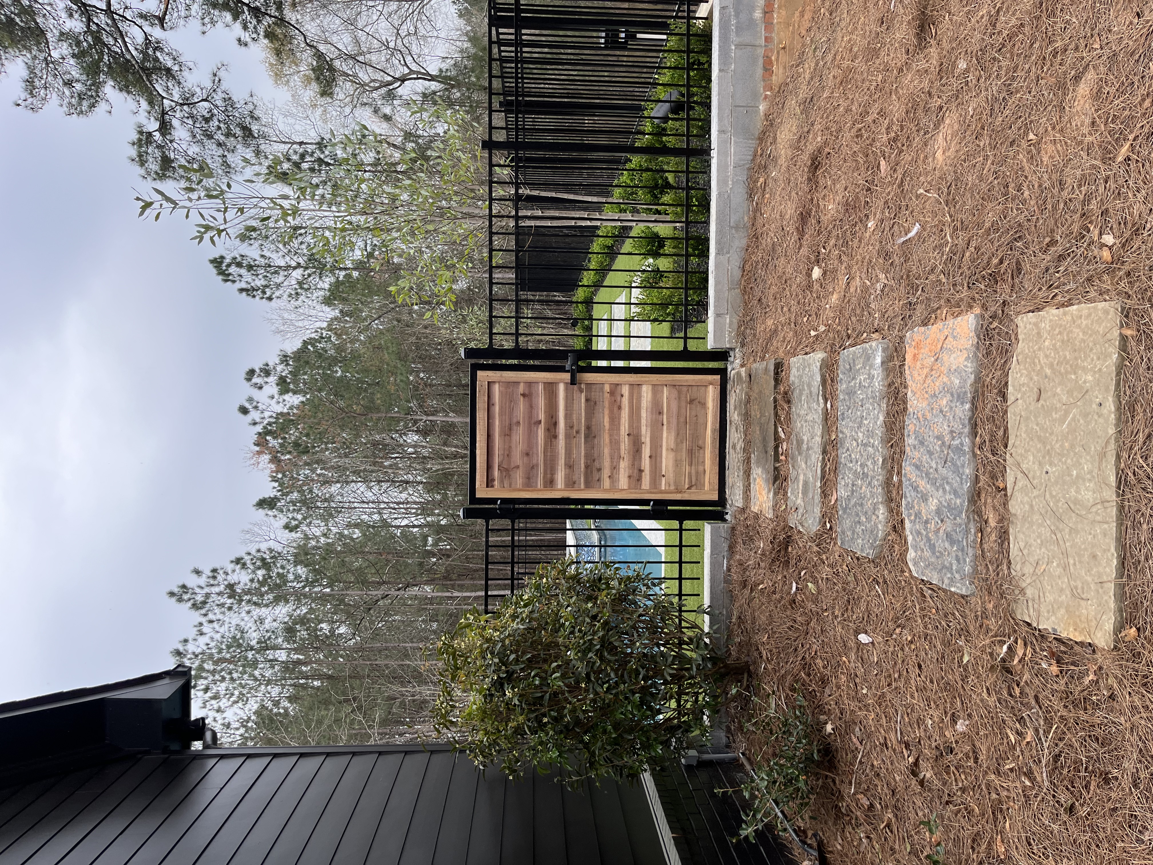 Aluminum and cedar gate